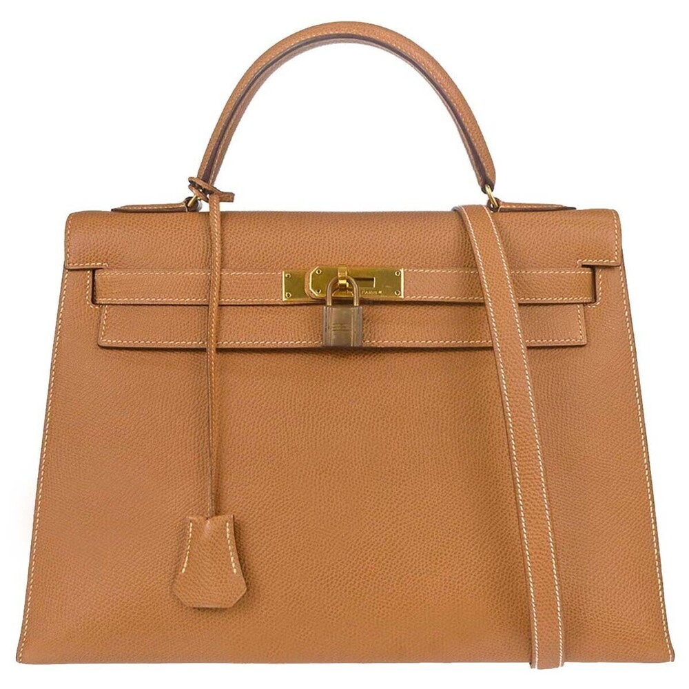 Hermes Kelly Brown Courchevel with Gold Hardware 32